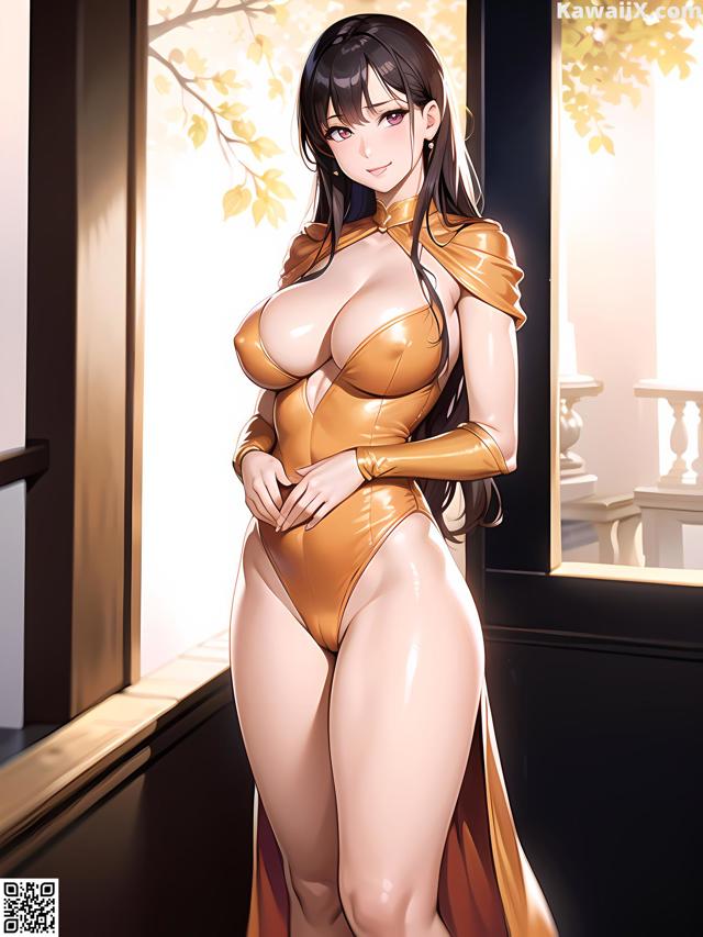 Hentai - 华彩繁花 Set 2 20230602 Part 11 No.84c0cf A woman in a gold bodysuit standing in front of a window.