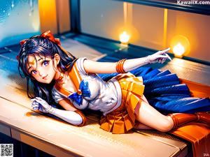 A girl in a sailor outfit holding a wand.