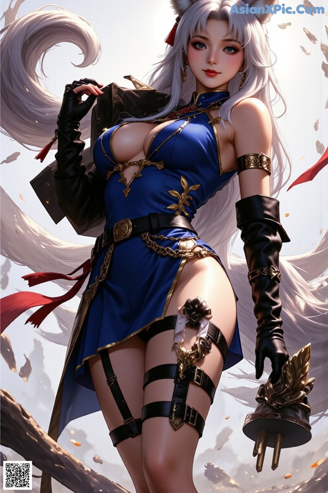 Hentai - Exotic Allure of the Untamed Lands Set.2 20250125 Part 15 No.73dcbd A woman in a blue dress holding a sword.