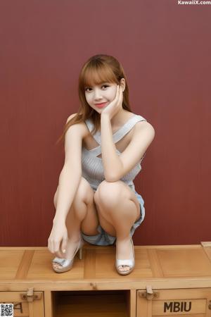 A woman in a white lingerie posing for a picture.