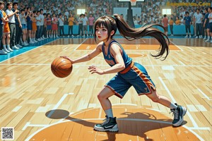 A woman in a yellow and blue uniform holding a basketball.