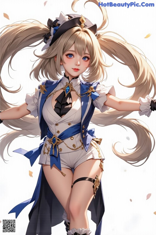 Hentai - Luminous Charm of the Aquatic Enchantress Set.2 20250126 Part 8 No.c69e68 Anime girl with long blonde hair wearing a blue and white outfit.