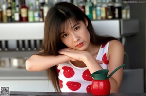 A young woman with a flower in her hair.