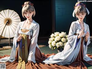 A woman in a kimono is posing for a picture.